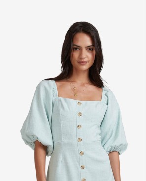 Sea Wash Pleated Midi Dress