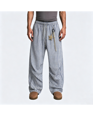 Plaid Curved Blade Casual Trousers