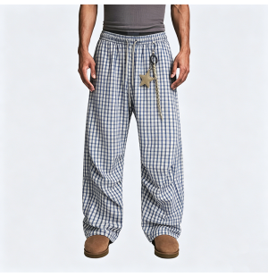 Plaid Curved Blade Casual Trousers