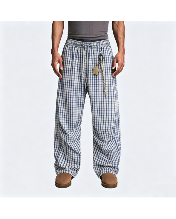 Plaid Curved Blade Casual Trousers