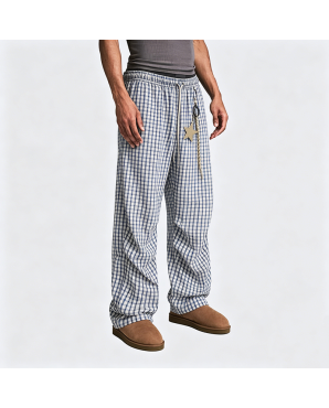Plaid Curved Blade Casual Trousers