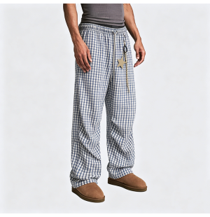 Plaid Curved Blade Casual Trousers