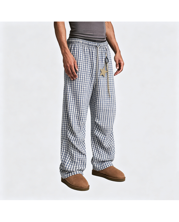 Plaid Curved Blade Casual Trousers