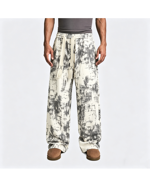 Tie-Dye Drawstring Casual Straight-Leg Pants