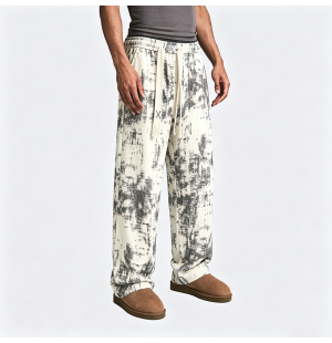 Tie-Dye Drawstring Casual Straight-Leg Pants
