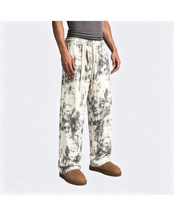 Tie-Dye Drawstring Casual Straight-Leg Pants