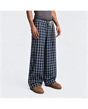 American Retro Checkered Casual Pants