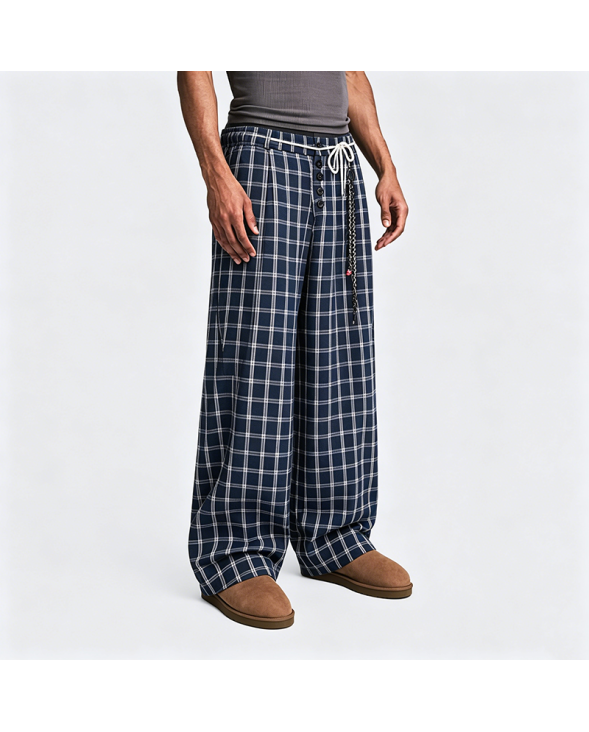 American Retro Checkered Casual Pants