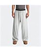 Two-Waistband Embroidered Wide-Leg Sweatpants with False Two-Piece Design