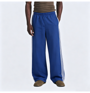 American Retro Three-Stripe Straight-Leg Wide-Leg Pants