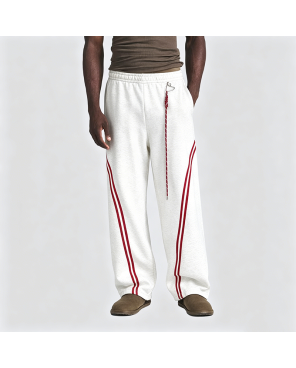 Color-Block Striped Straight-Leg Casual Pants