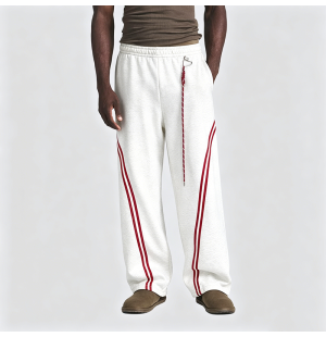 Color-Block Striped Straight-Leg Casual Pants