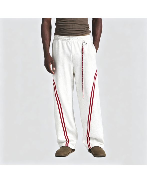 Color-Block Striped Straight-Leg Casual Pants