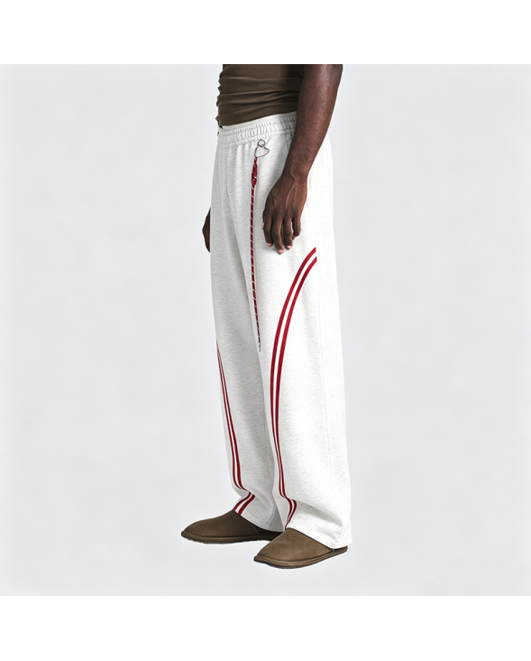 Color-Block Striped Straight-Leg Casual Pants