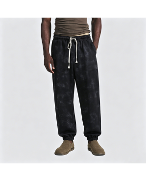 Elastic Waist Tapered Loose Washed Sweatpants