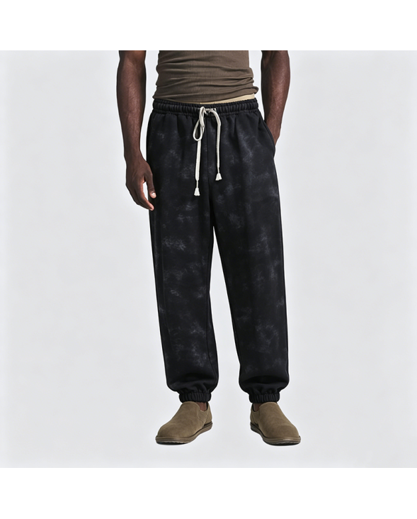 Elastic Waist Tapered Loose Washed Sweatpants