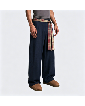 American Retro Checkered Ribbon Casual Pants