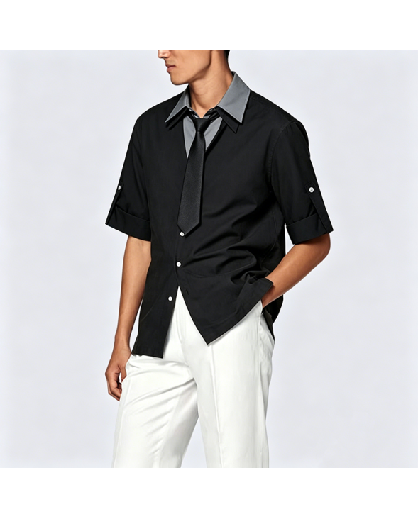 Simple Cotton Short-Sleeve Shirt