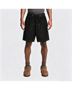 American Retro Stitch Denim Shorts Loose Casual