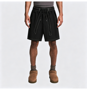 American Retro Stitch Denim Shorts Loose Casual
