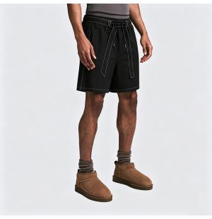 American Retro Stitch Denim Shorts Loose Casual