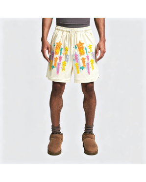 American Graffiti Star Shorts Men's Loose Fit Casual Five-Pocket