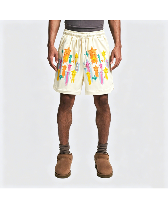 American Graffiti Star Shorts Men's Loose Fit Casual Five-Pocket