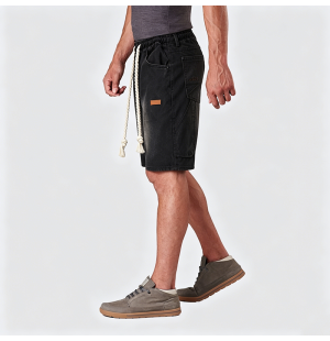 Men's Washed Denim Shorts with Drawstring Waist American Retro Casual