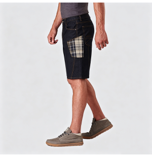 American Retro Plaid Patchwork Embroidered Denim Shorts