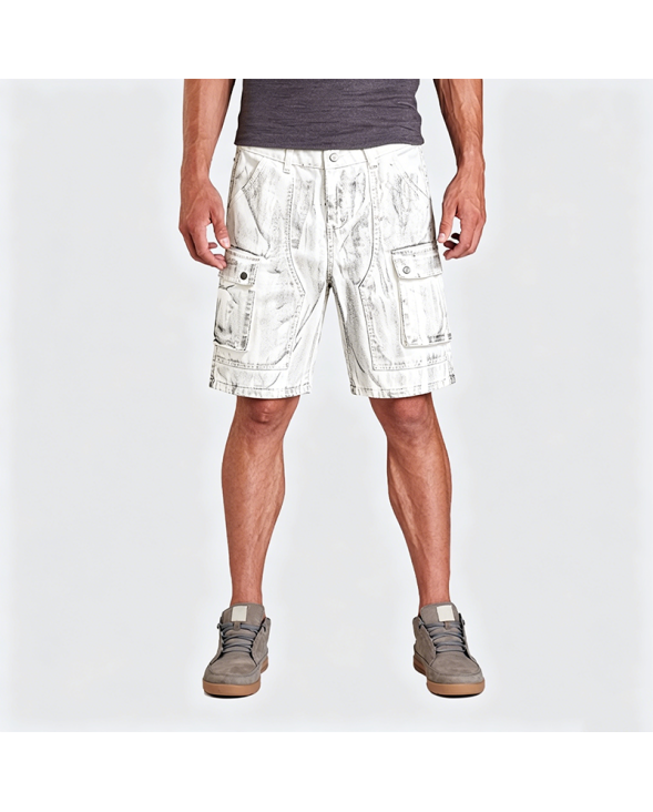 American Streetwear Dirty Workwear Denim Cargo Shorts Multi-Pocket Straight Leg