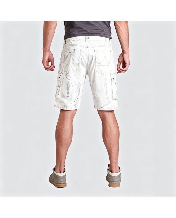 American Streetwear Dirty Workwear Denim Cargo Shorts Multi-Pocket Straight Leg