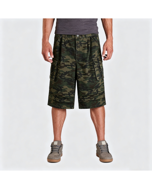 American Retro Camouflage Cargo Cropped Pants Loose Straight Wide Leg