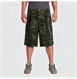 American Retro Camouflage Cargo Cropped Pants Loose Straight Wide Leg
