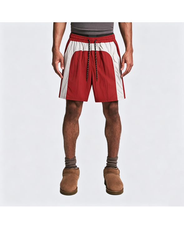 Men's Summer Quick-Dry Casual Shorts Loose Fit Patchwork Color-Block