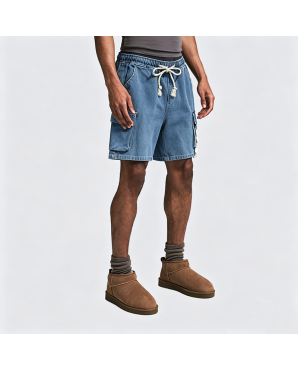 Men's Workwear Denim Shorts Summer Washed Loose Straight Leg