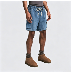 Men's Workwear Denim Shorts Summer Washed Loose Straight Leg