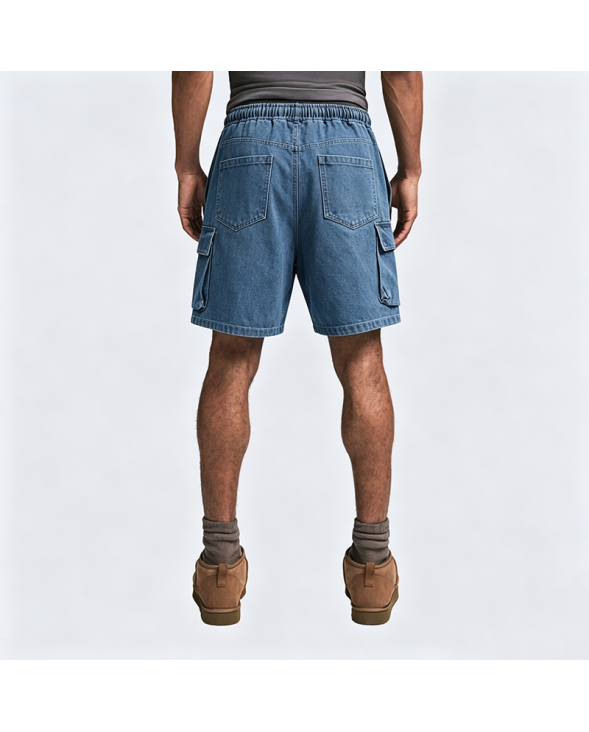 Men's Workwear Denim Shorts Summer Washed Loose Straight Leg