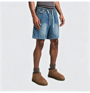 American Retro Denim Shorts Loose Straight Leg Wide Cropped Pants