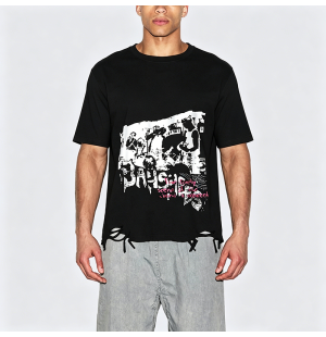 Rock Band Design Distressed Short Sleeve T-Shirt