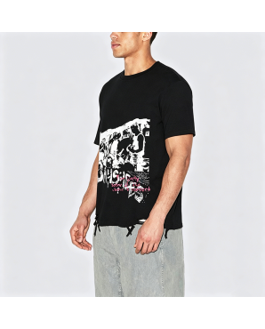 Rock Band Design Distressed Short Sleeve T-Shirt