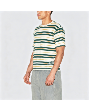 Summer Color-Block Striped Cotton Crew Neck Short Sleeve T-Shirt