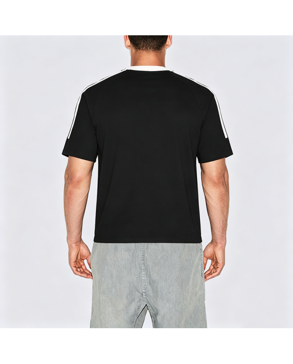 Cotton Zip-Front Striped Short-Sleeve T-Shirt