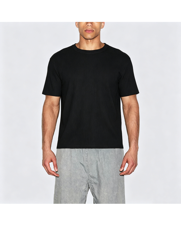 Summer Ice-Feel Ribbed Drape Short Sleeve T-Shirt