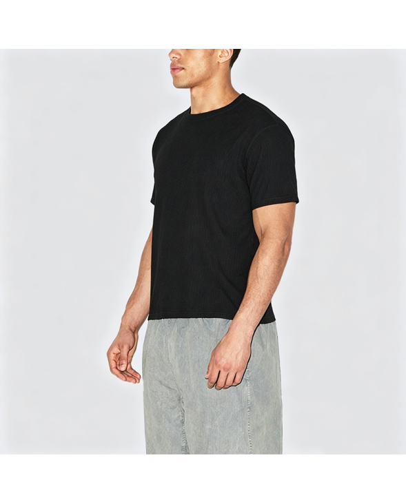 Summer Ice-Feel Ribbed Drape Short Sleeve T-Shirt