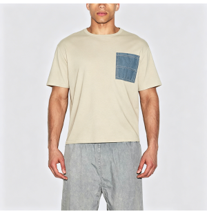 Japanese Minimalist Patch Pocket Work Short Sleeve T-Shirt
