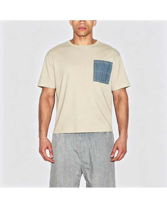 Japanese Minimalist Patch Pocket Work Short Sleeve T-Shirt
