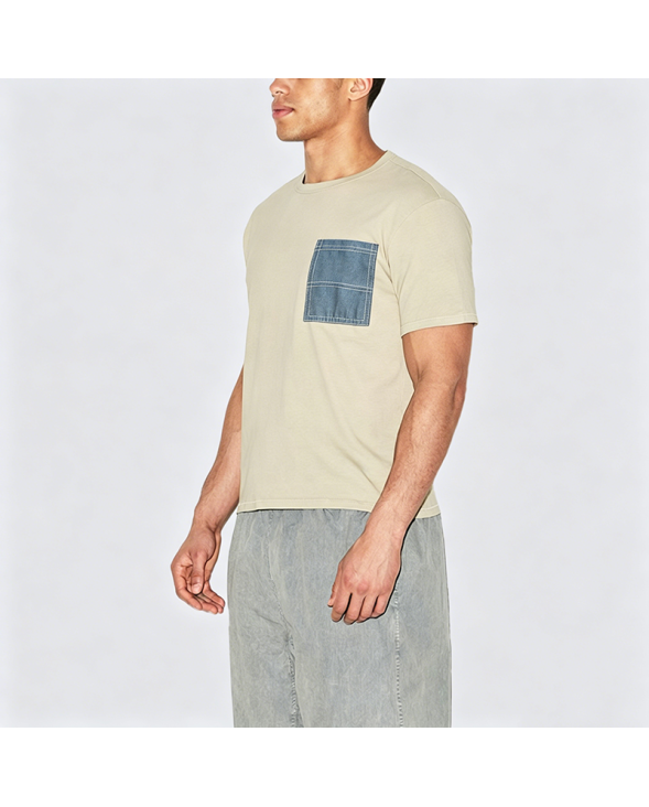 Japanese Minimalist Patch Pocket Work Short Sleeve T-Shirt