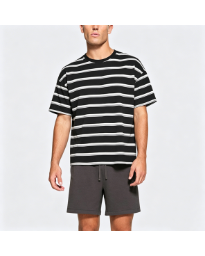 Embroidered Striped Short-Sleeve T-Shirt