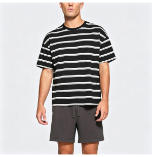 Embroidered Striped Short-Sleeve T-Shirt