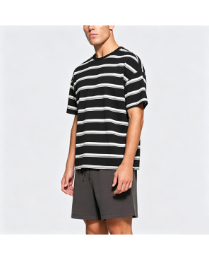 Embroidered Striped Short-Sleeve T-Shirt